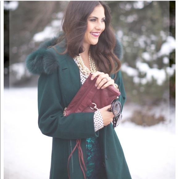 Anthropologie Jackets & Blazers - Sachi wool and fur emerald green coat